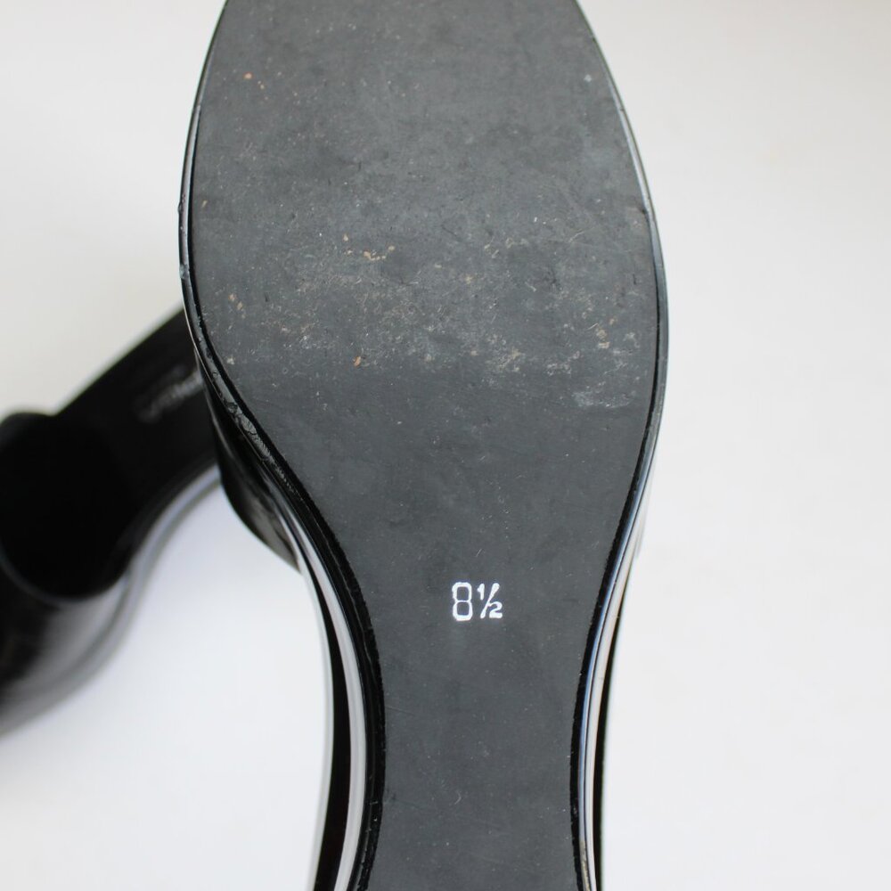 Via Spiga Black Acrylic Lucite Platform Wedge Cut-Out Heel Sandals Size 8.5 - Picture 5 of 8